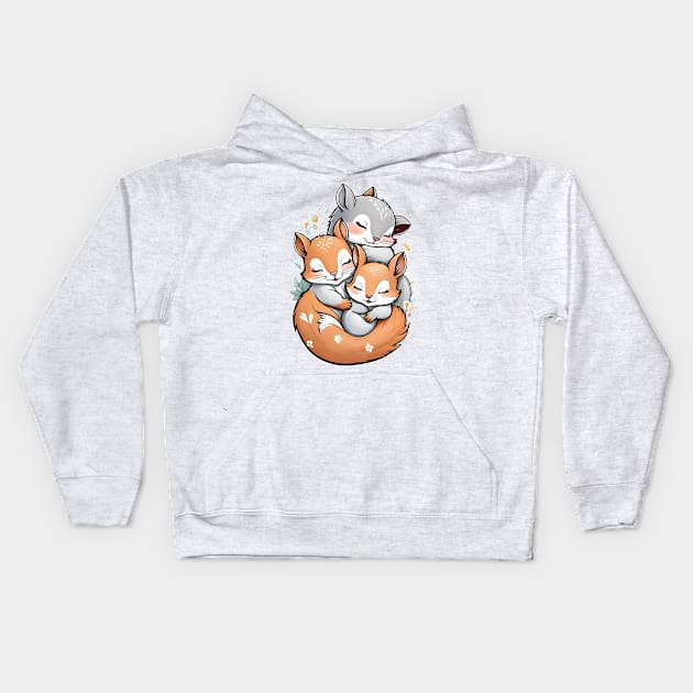 Schlummernde Kinder der Natur: "Drei zuckersüße Eichhörnchenbabies" Kids Hoodie by shirtsandmore4you